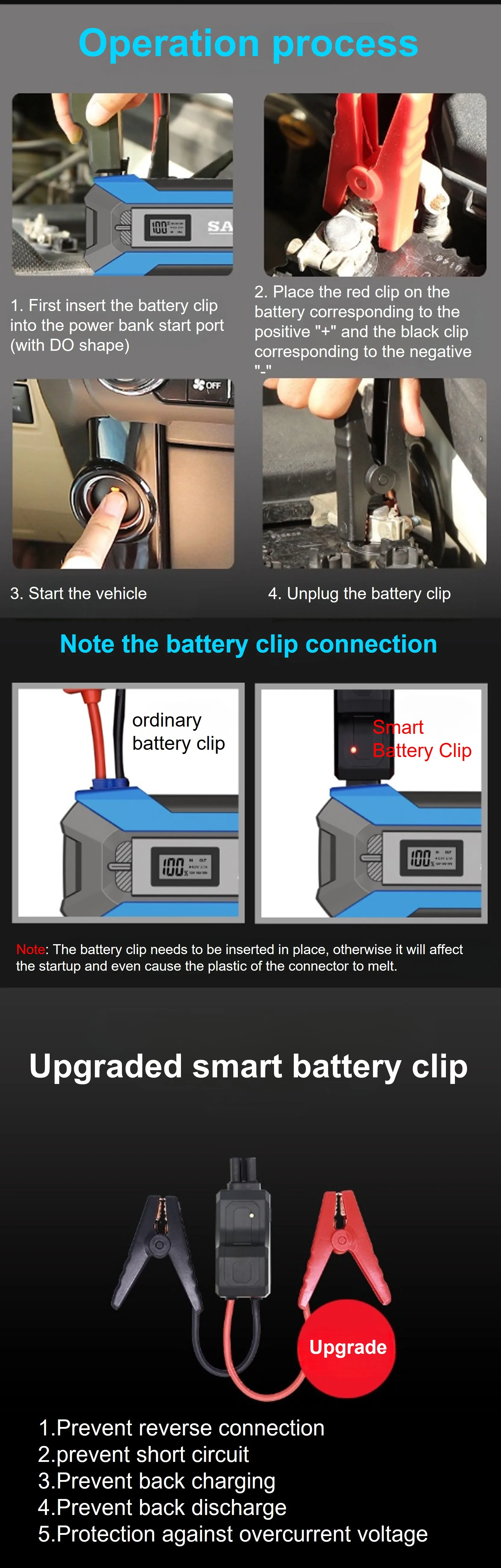 Portable Charger Starting Device Emergency Tool Multifunction Battery