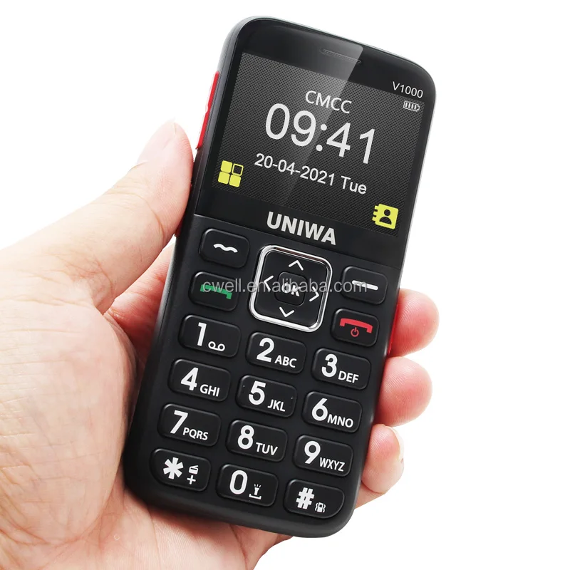 Uniwa V1000 Custom Big Button Big Battery 3gand4g Seniors Cell Mobile Phone Keypad Bar Feature