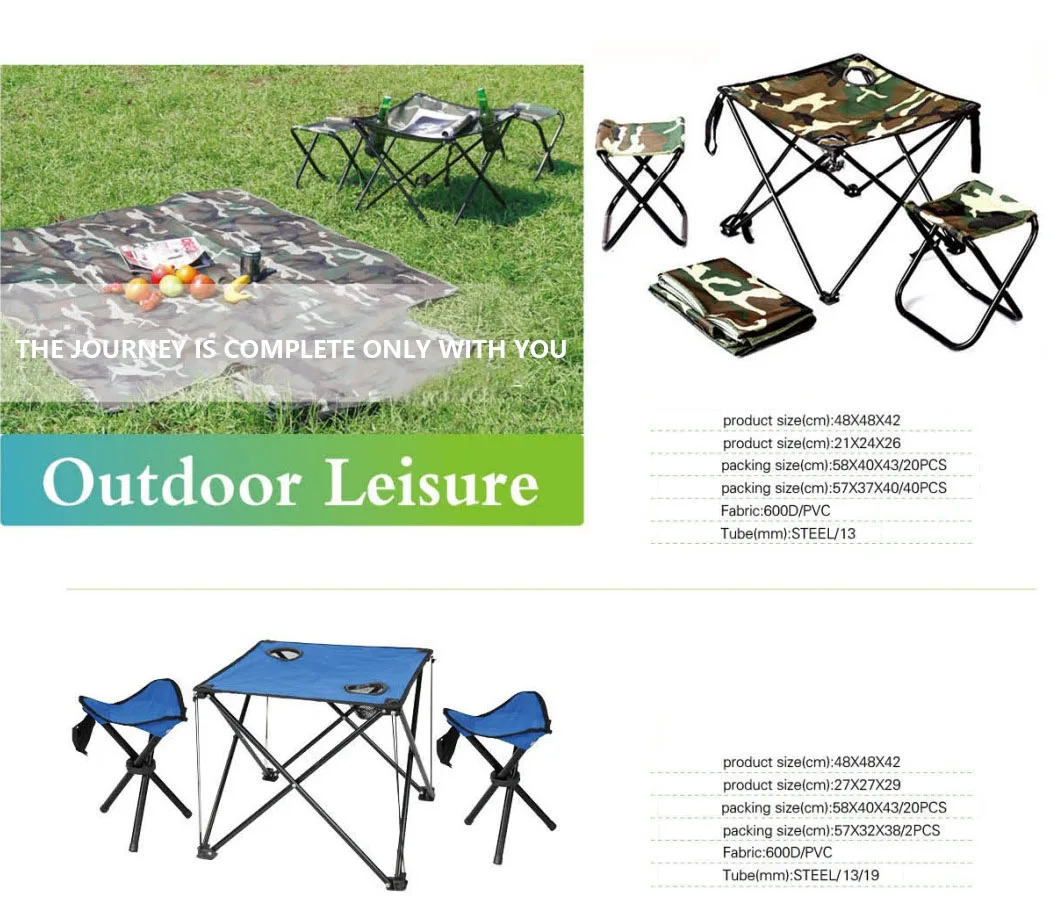 Outdoor Lightweight Folding Oxford Camping Table And Chairs Set Small