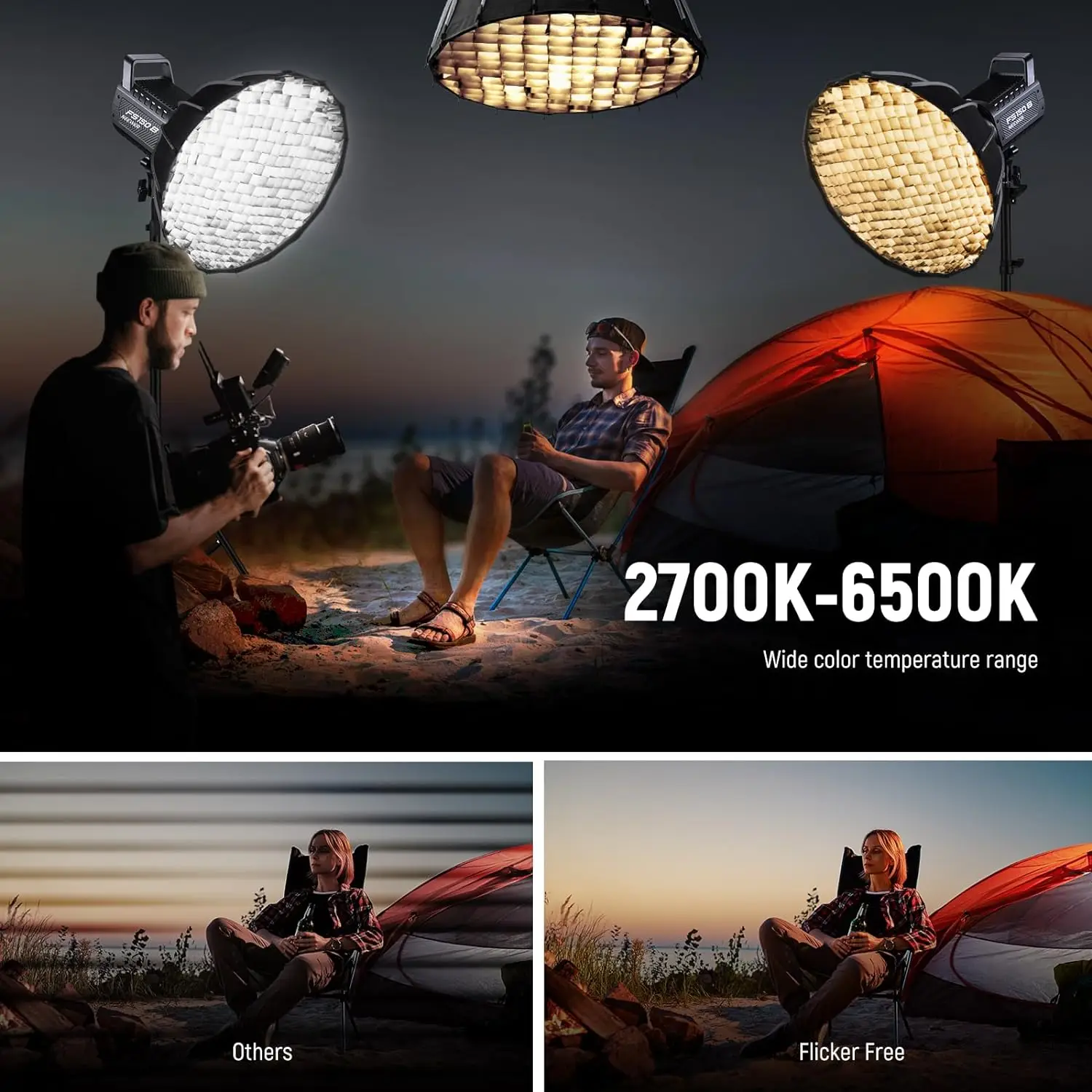 NEEWER FS150B LEDビデオライト 2.4G/APP制御、130WバイカラーCOB静音