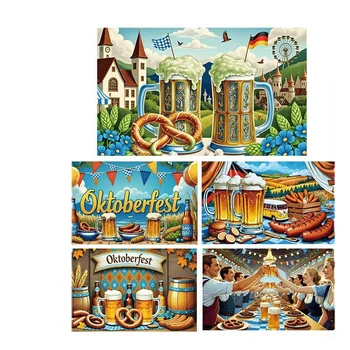 Custom German beer festival background photos for cross-border exclusive party celebration event decoration supplies backdrop.