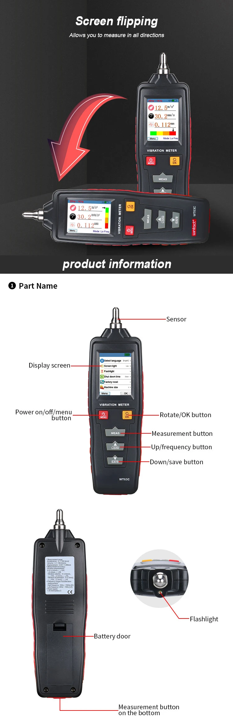 Hedaoconventional Vibration Meter Digital Vibration Meter,Vibration