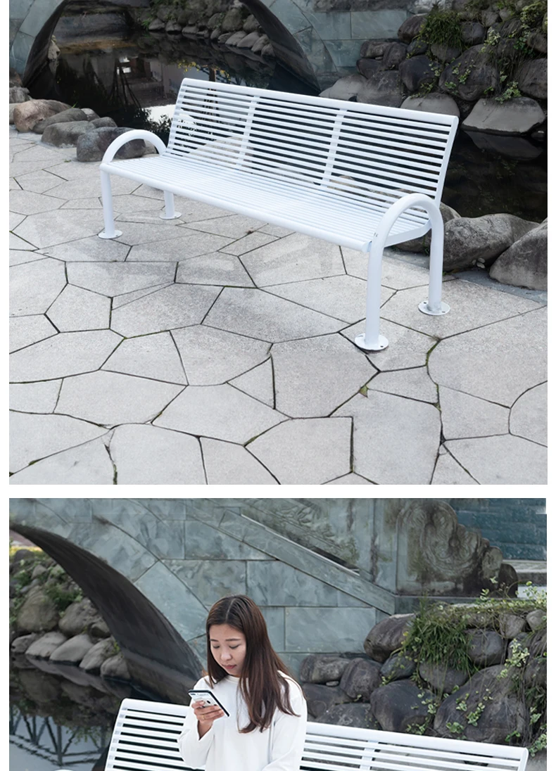 Cheap Garden Metal Leisure White Outdoor Comfort Benches Public Park Bench For Sale supplier