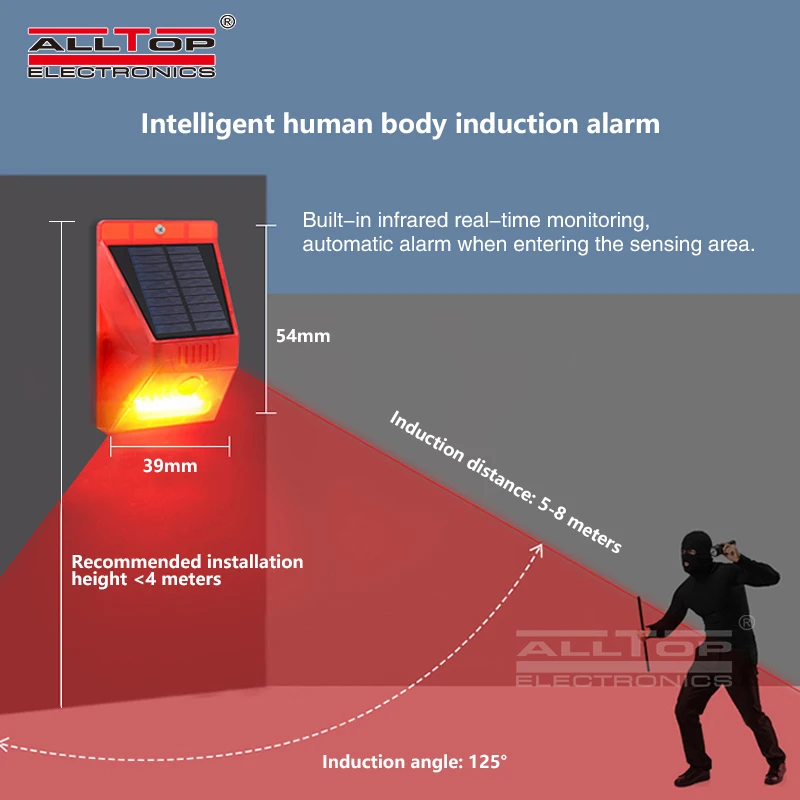 ALLTOP горячая Распродажа сотовый телефон дистанционное управление IP65 Водонепроницаемый 3 Вт наружный мигающий все в одном Солнечный светодиодный предупредительный
