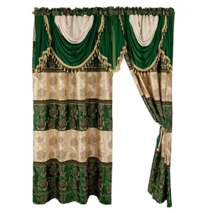 Wholesale Luxury Modern High Shade Living Room Curtains Valance Beads Double Layer Elegant Living Room Curtains