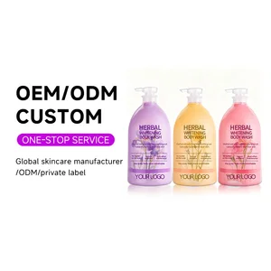 OEM ODM Lasting Fragrance Natural Shower Gel Rich Bubbles Moisturizing Cherry Rose Jasmine Lavender Herbal Whitening Body Wash