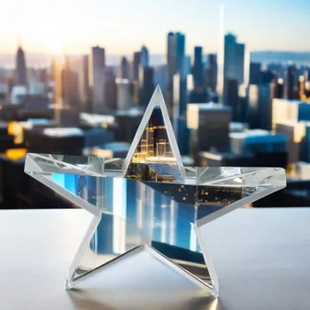 Customized Crystal Paperweight Star-Shaped Standing Star Trophy Design Polished Nautical UV Laser Engraving Sports Award Gift