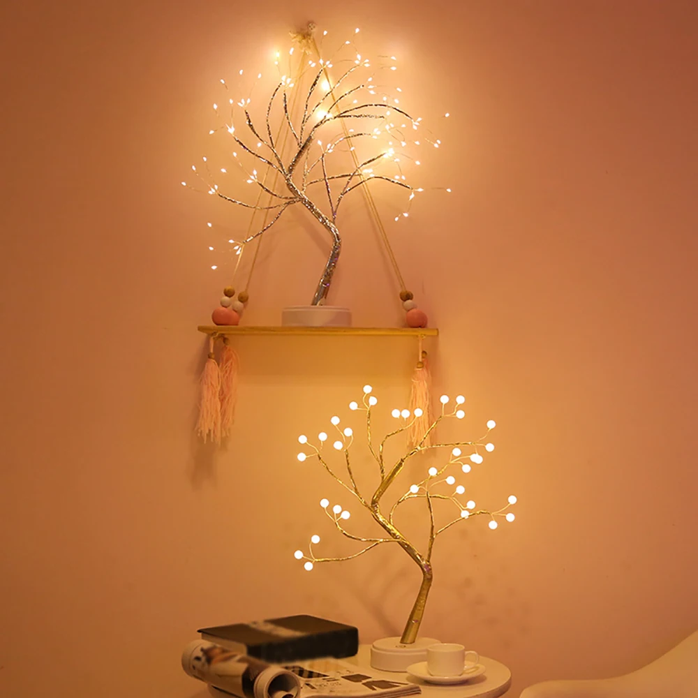 108 LED light string 3AA battery touch twinkle tree light for room Christmas decor USB RGB warm white table lamp night light