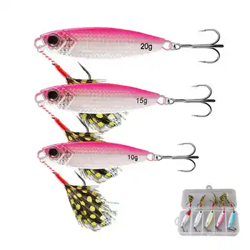 Cheery Palmer 1-1.3cm 3D Eyes Metal Jig Bionic Set 10g 15g 20g Iron Plate Hard Fishing Lures 5pcs Artificial Fishing Lure High – Metal Jig – view 4