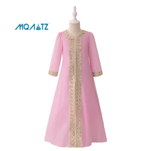 MQATZ European American New Saudi Middle Eastern Muslim Abaya Arabic Long Sleeve Chiffon Casual Dress for Summer Festival Ready