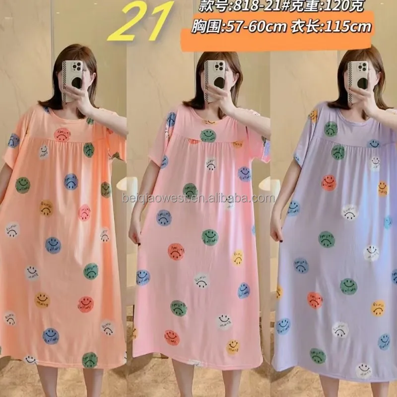 Wholesale Women's Oversize Sleepwear Dress Plus Size Floral Nightgown