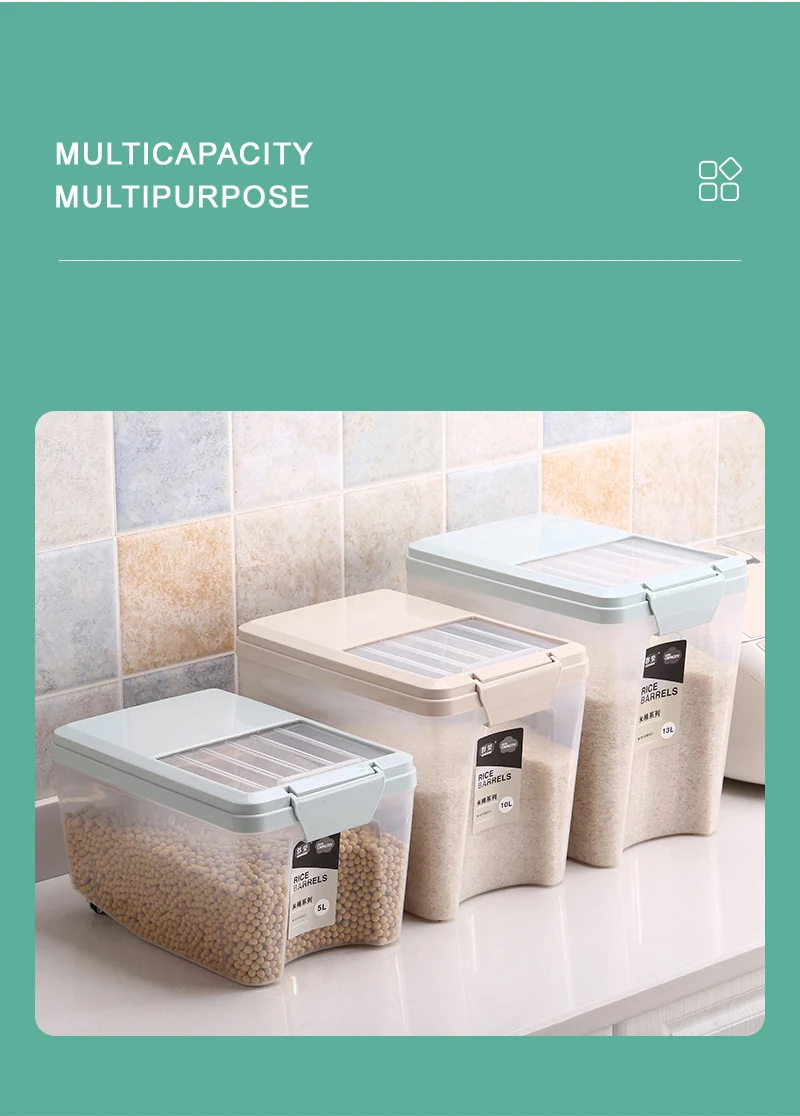 Container Rice Storage Box Insect Proof Cereal Rice Plastic 13l Storage