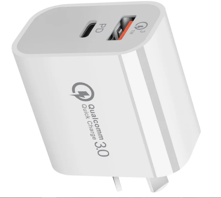 Pd18w charger QC 3.0 fast charging head 20W dual port qc3.0 + PD Anglo Australian fast charging charger