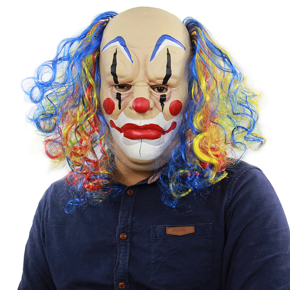 Halloween Clown Face Coverlatex Scary Funny Mask With Curly Hair Party Costume Cosplay Props Buy Latex Pumpkin Face Cover Headgear Bar Prom Funny Joaquin Phoenix Movie Crossdressing Carnival Halloween Latex Scary Clown Funny