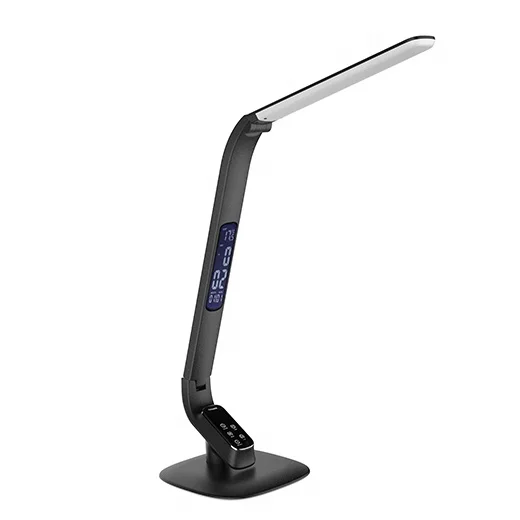 2020 new top-rated MA98A ABS foldable lamp led desk lamp with usb port study beside lamp with lcd display (calendar/time/alarm)