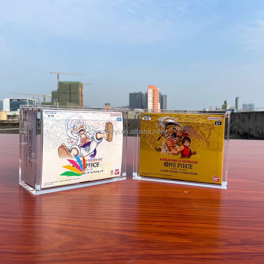 RAY YI Custom Wholesale Acrylic One Piece Japanese Trading Card Game Booster Box Display Case for OP-1 RAY YI Custom Wholesale Acrylic One Piece Japanese Trading Card Game Booster Box Display Case for OP-1