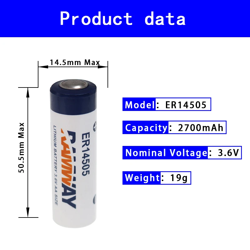 Ramway Primary Lithium Battery Er14505 3.6v Aa 2700mah For Water Smart ...