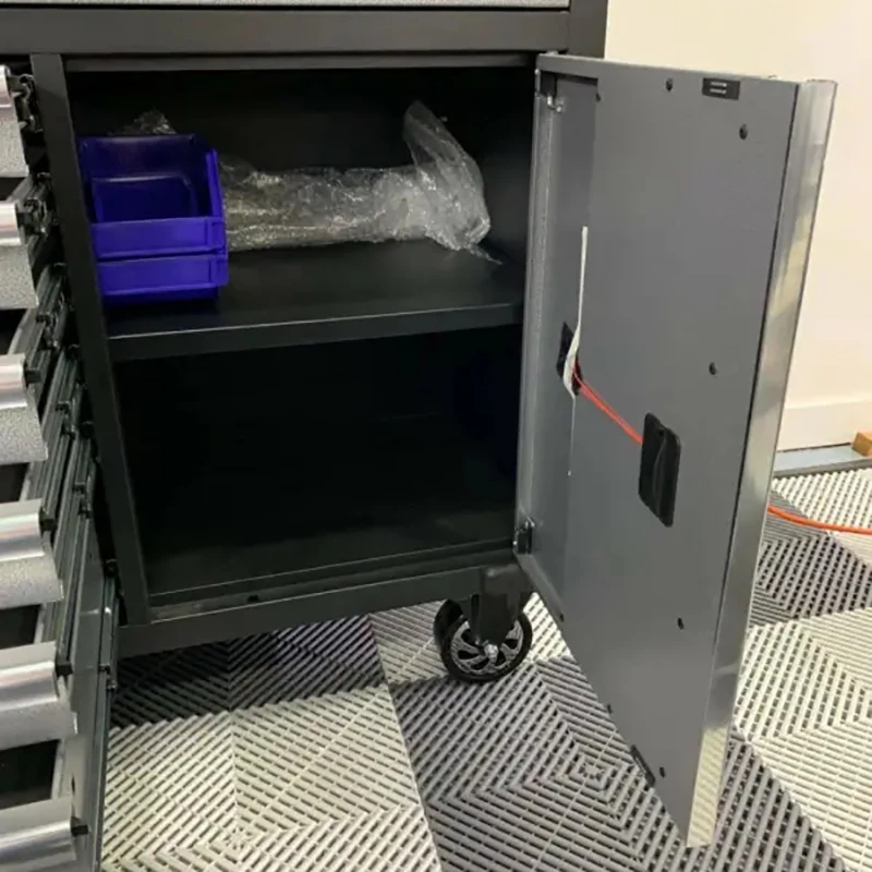New Design Professional Garage Cabinet Garage Storage Workbench with Stainless Wood Top manufacture