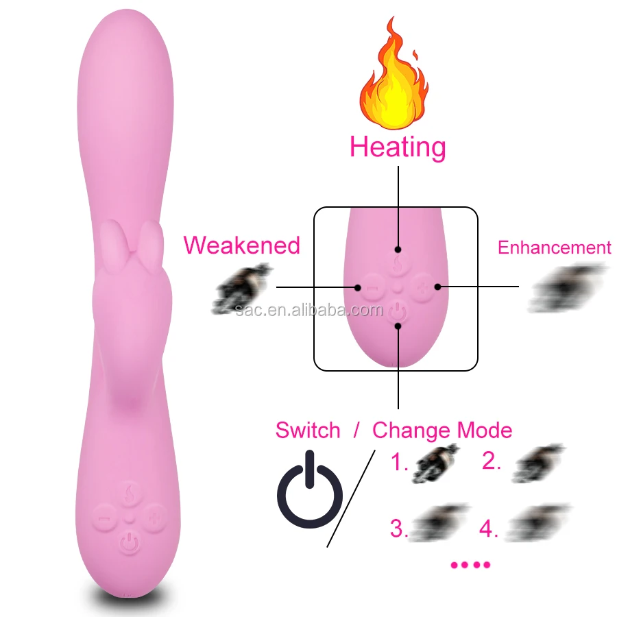 SacKnove Intelligent Automatic Heating Usb Rechargeable 16 Speed  Silicone Clitoris G Spot Thrusting Rabbit Vibrator Sex Toys
