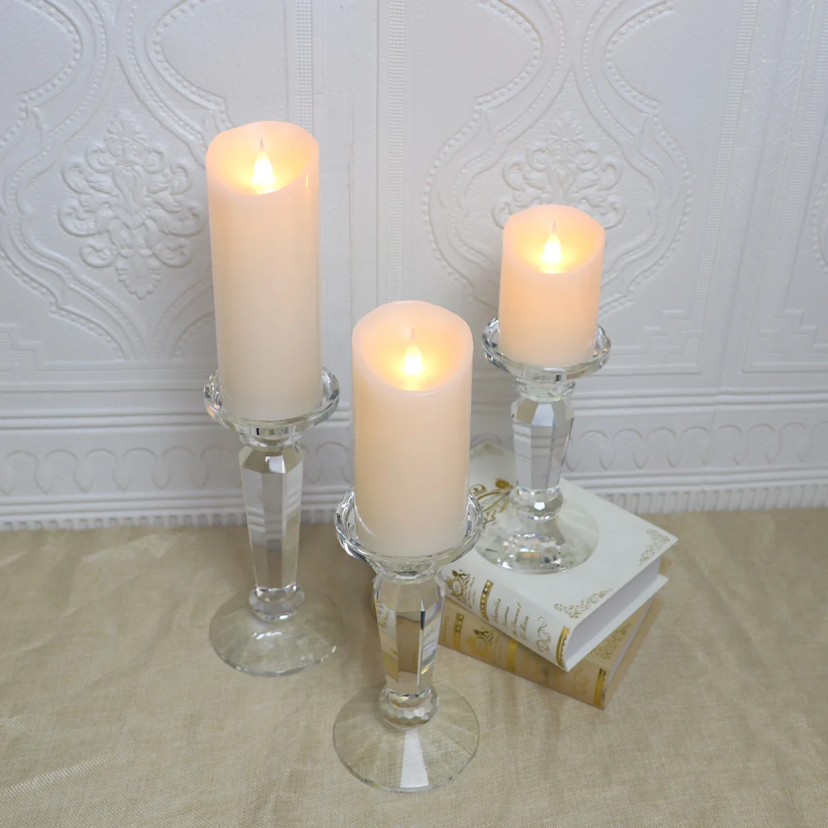 Wholesale home table ornament crystal candle holder for sale factory