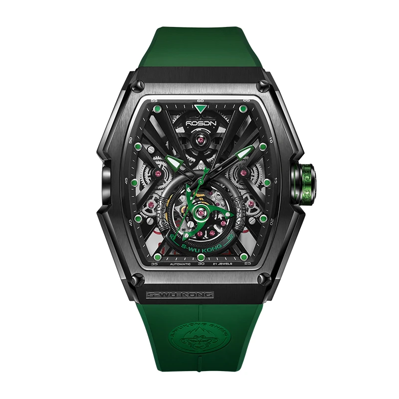 Rosdn Mens Watch Luxury Brand with Custom Logo Skeleton Design