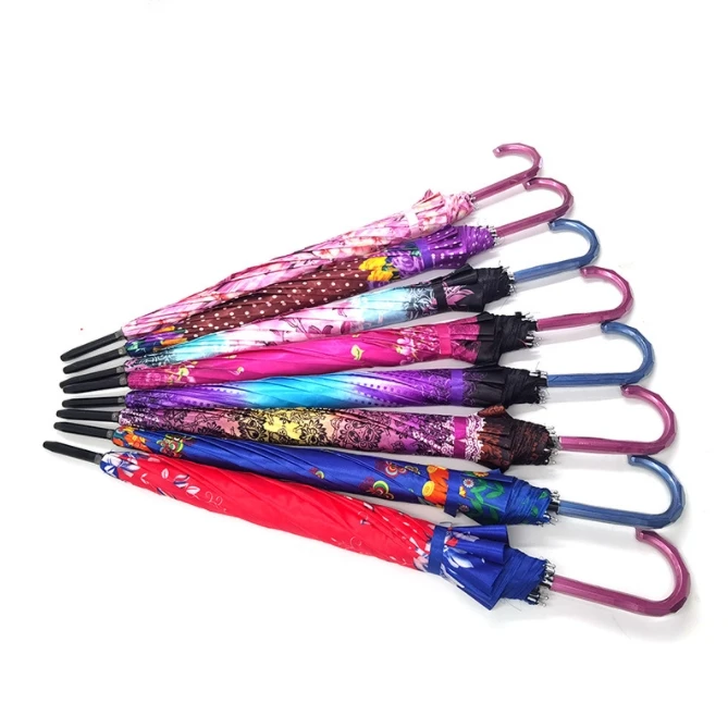 Factory Wholesale Multiple Printed Design Straight Rain Umbrella With Plastic Cover Case