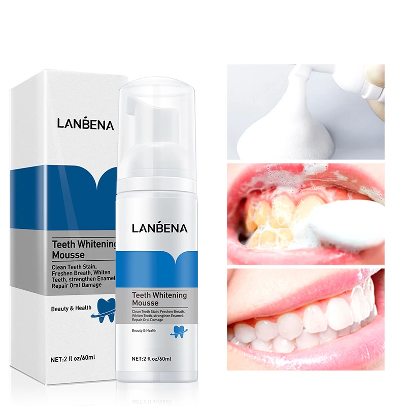 LANBENA Private Label Teeth Whitening Foam Mousse Remove Teeth Stain Tooth Brushing Freshen Breath