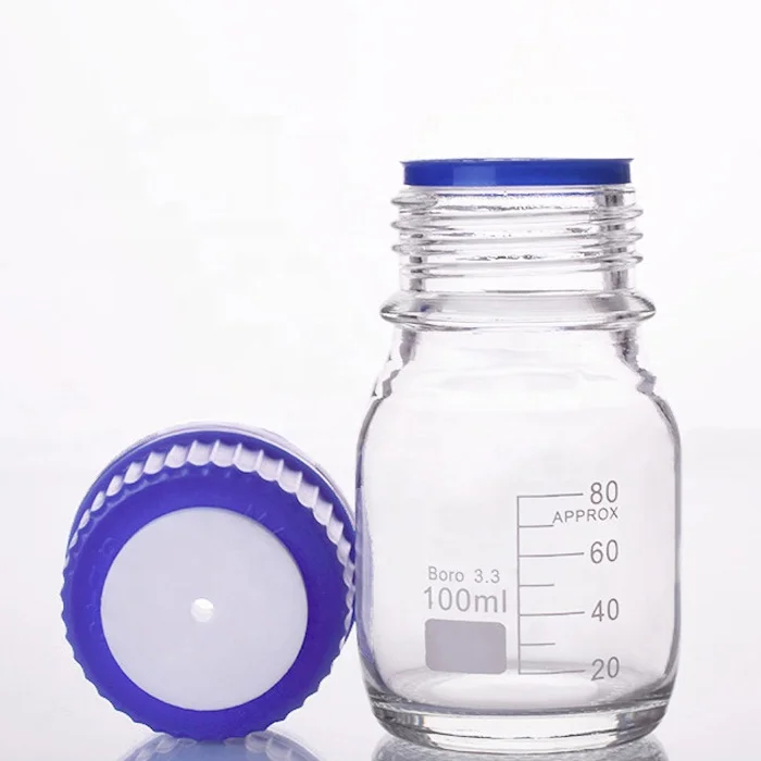 Лабораторная 2000 мл стеклянная бутылка реагента с защитной крышкой GL45