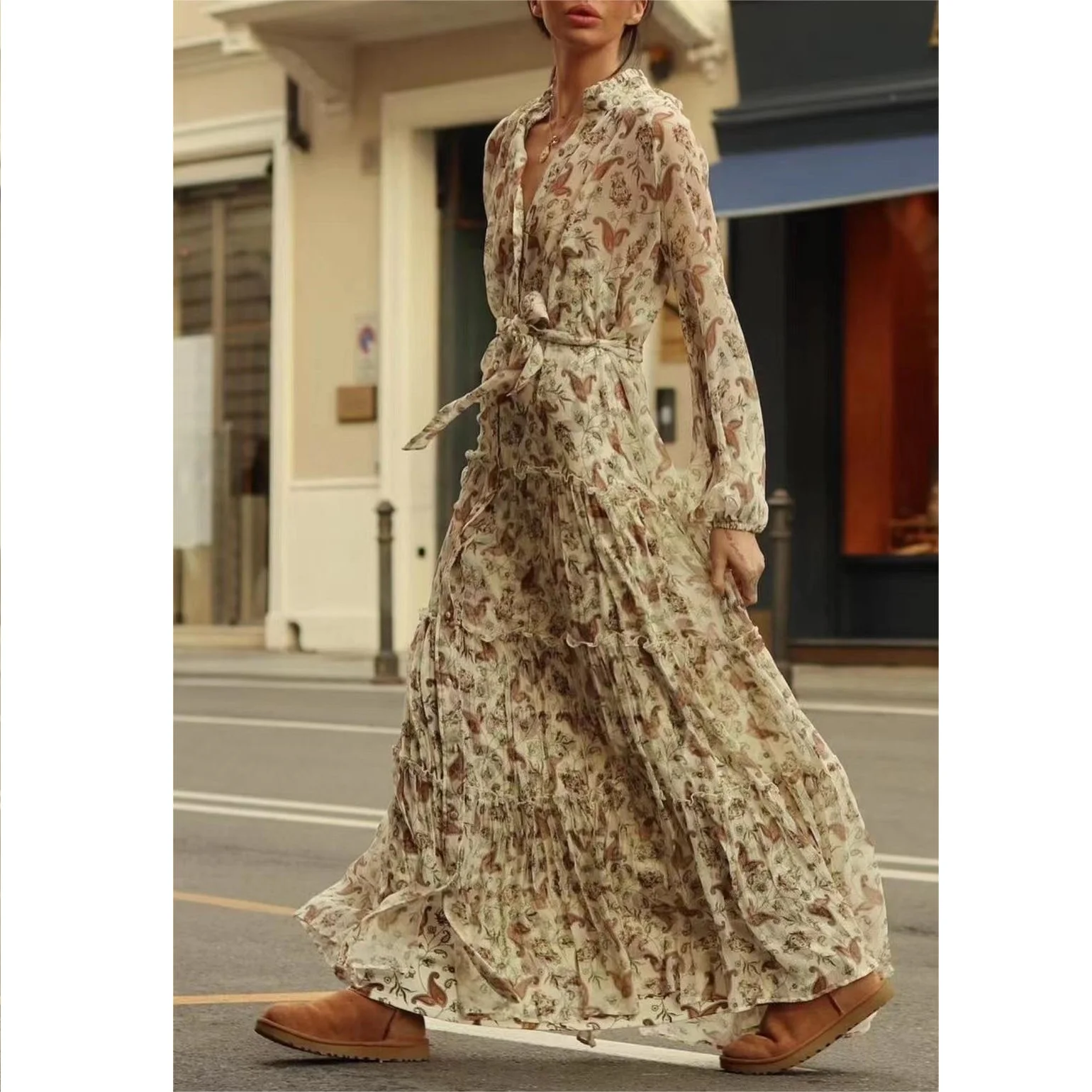 cotton on floral wrap dress Como M / Green Flower * Available from XS 911 Size:13 YEAR TOMCARRY Women Loose Solid