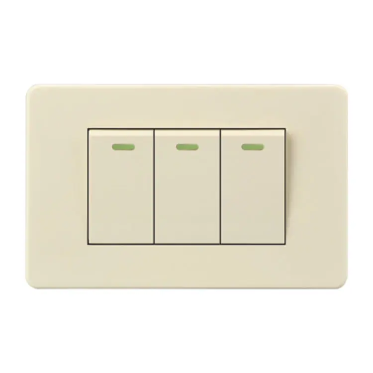 Hot Selling US Standard Modern Wall Switch and Socket Beige 1/2/3 Universal 10A Home Use Wall Socket