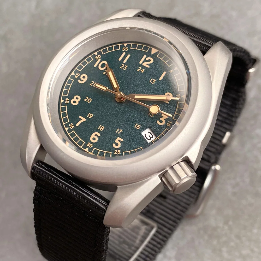 Tandorio SKX Mod Sandblast NH35 - Vintage Green Dial Watch