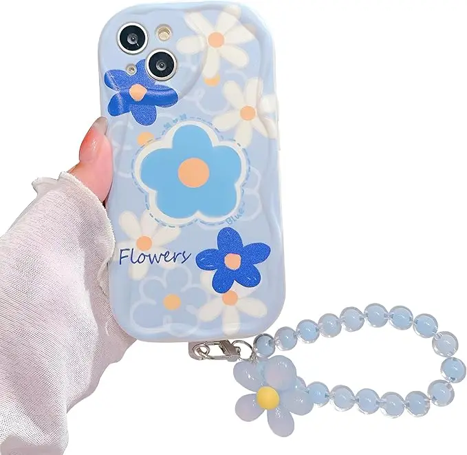 Laudtec Cute Flower Pattern Mobile Phone Case for iPhone16 promax Flower Wrist Strap Design Soft TPU Shock Protection Case details