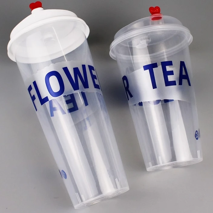 Wholesale 16oz & 24oz PP Cups Disposable Printed Logo Plastic Cups with Lid for Boba Bubble Tea Tea Milk Coffee