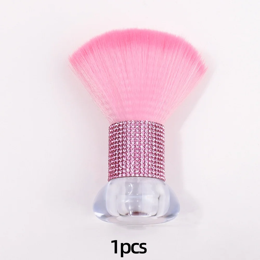 Diamond-Encrusted Multi-Functional Makeup Brush Popular Manicure Dust Nail Supplies Loose Powder Cleaning Tool Mushroom Plastic