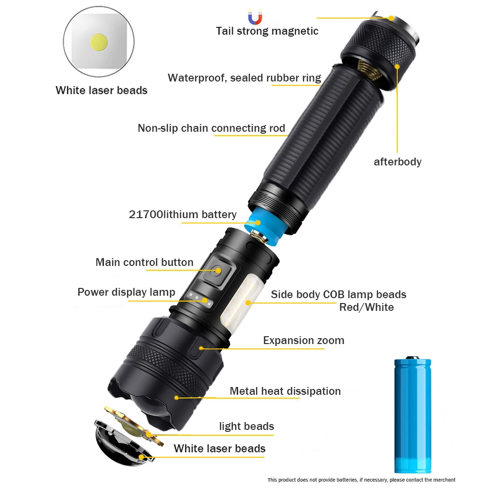 Super Bright 3000m Led Torch Tactical Zoom Rechargeable Magnet Outdoor ...