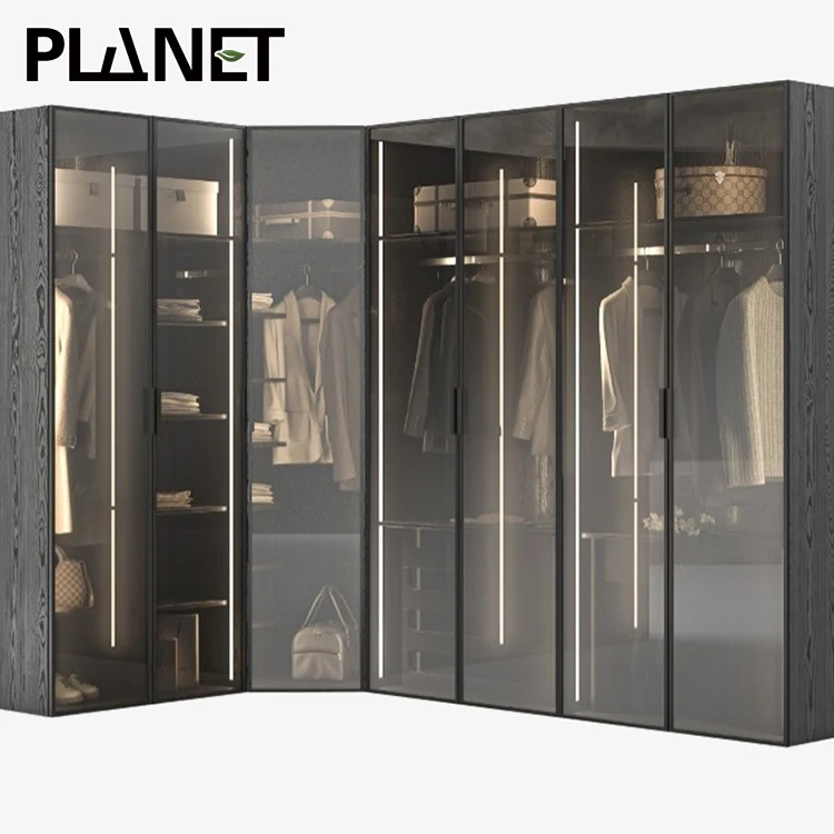 Прямые продажи с завода, современный стальной металлический шкаф для спальни, черный современный стеклянный шкаф для спальни для домашнего использования