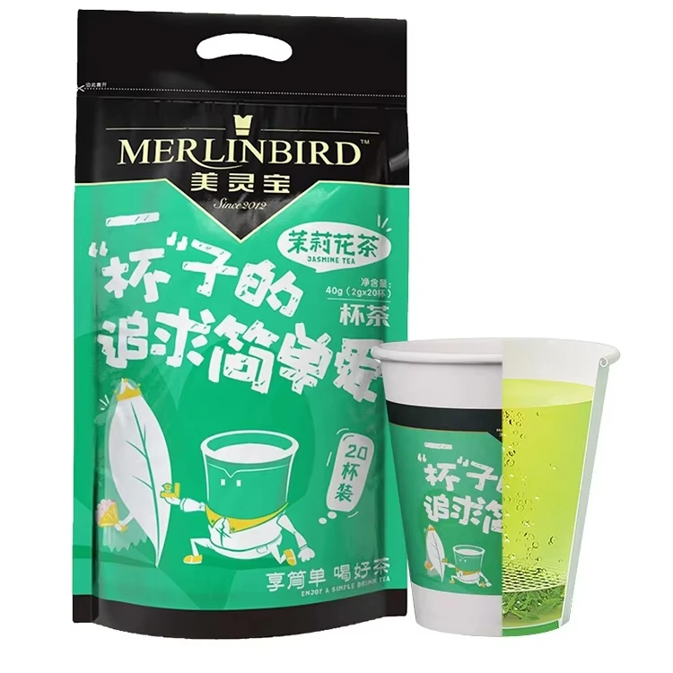 Customized Packing Easy Tea in Cup Jasmine Green Tea Single/Double Wall  Cup Instant Tea for Healthy
