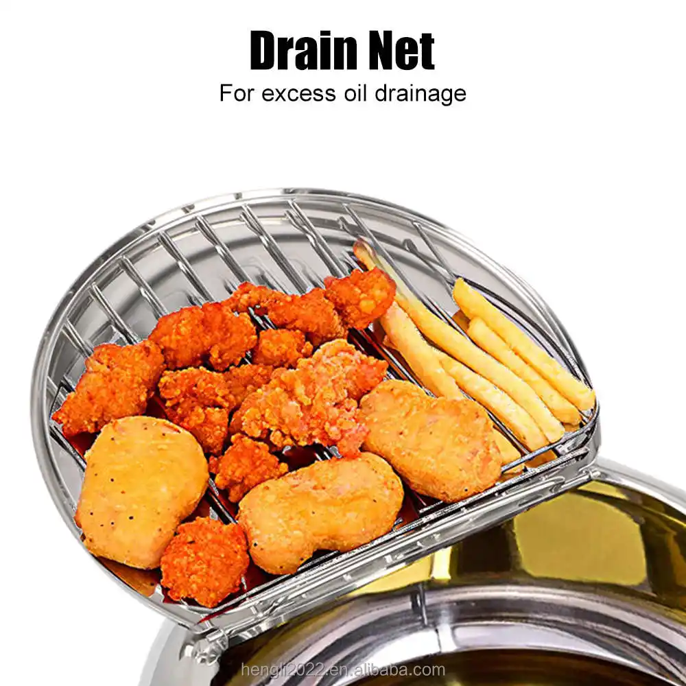 Friggitrice In Acciaio Inox 2,2L - Pentola Tempura Con Cestello E Termometro