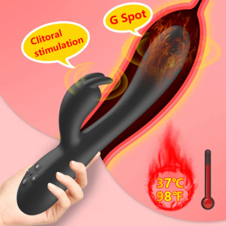 Women's Electric Vibrator Silicone Massage Stick Waterproof USB Rechargeable Rabbit Heating Temperature Raise Adult Sex Toys