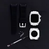 Silver case + black strap 44/45mm