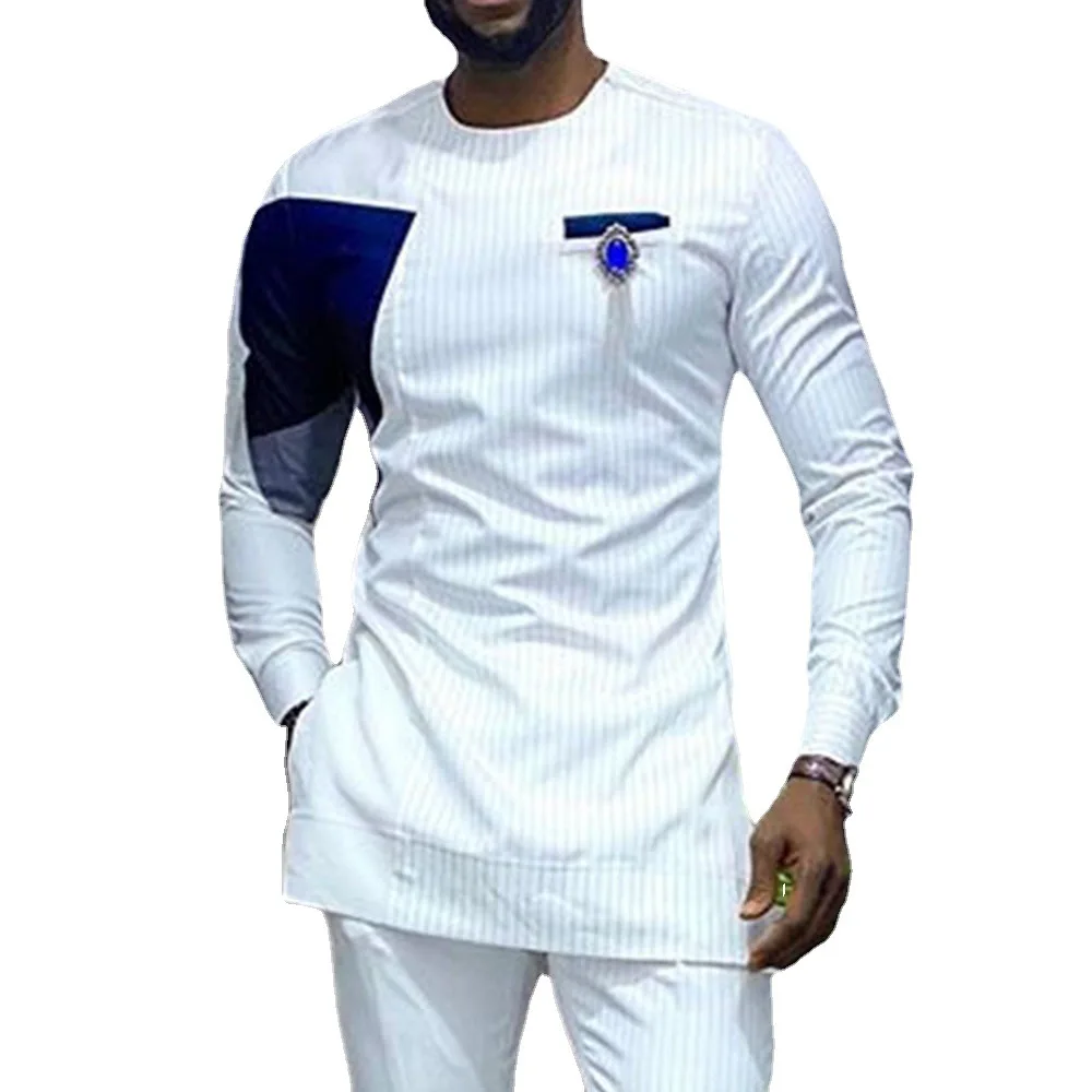 Hot sale latest African Polo style man shirt with cheap Long sleeve hawaii style slim Summer men shirt of Muslim man clothing