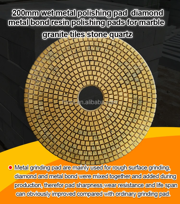 200mm Metal Diamond Resin Polishing Pad Metal Diamond Grinding Stone