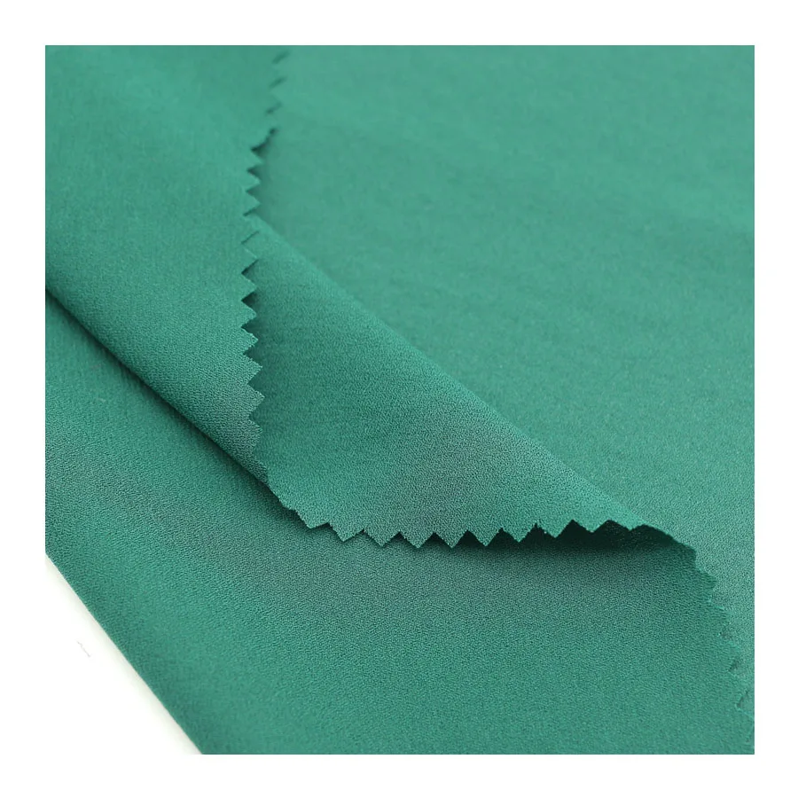 Зеленая шифоновая ткань из переработанного полиэстера, Корейская креповая ткань из переработанного полиэстера для рубашек