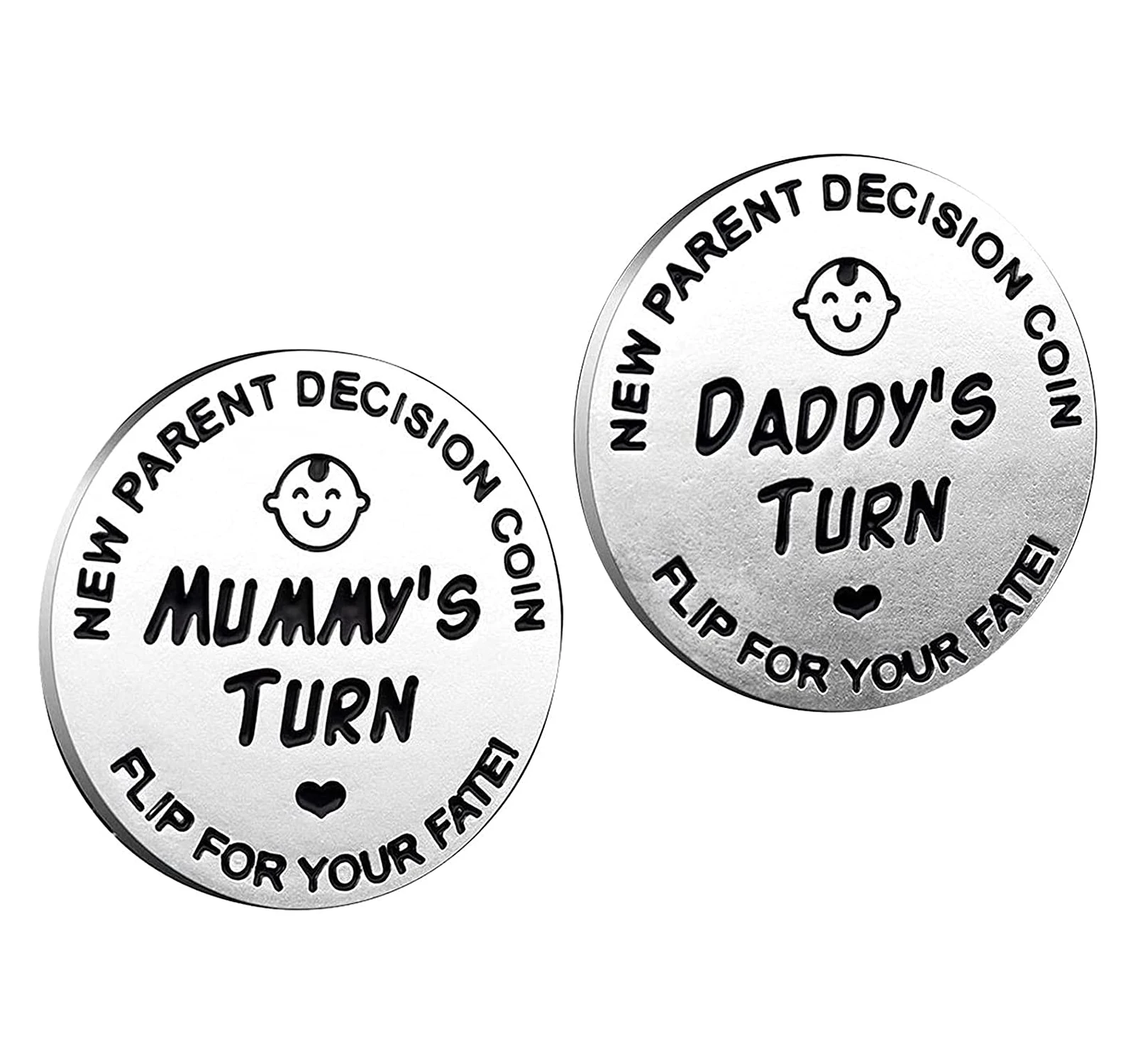 Funny Decision Coin for New Parent Mommy Daddy Women Men New Baby Gifts for Her Him Pregnancy Girls First Time Moms Dads to Be on Mother’s Father’s Day Coin Collceting（Double-Sided） 