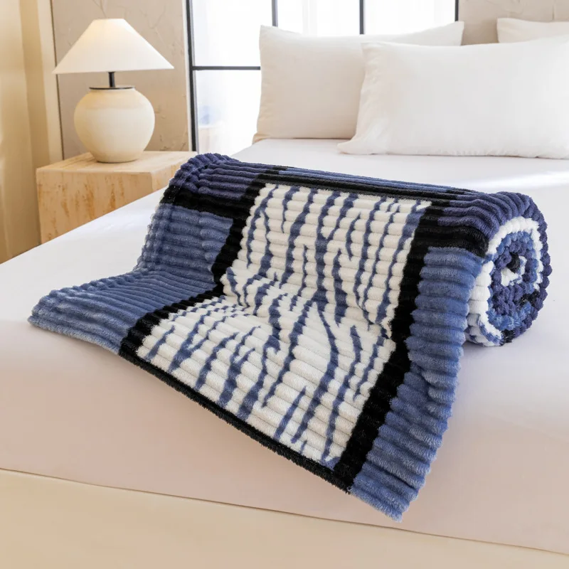 Promotion Super Warm Plush Printed Character Knitted Fleece Flannel Blanket Four Seasons Portable Folded Europe Style Home Coral