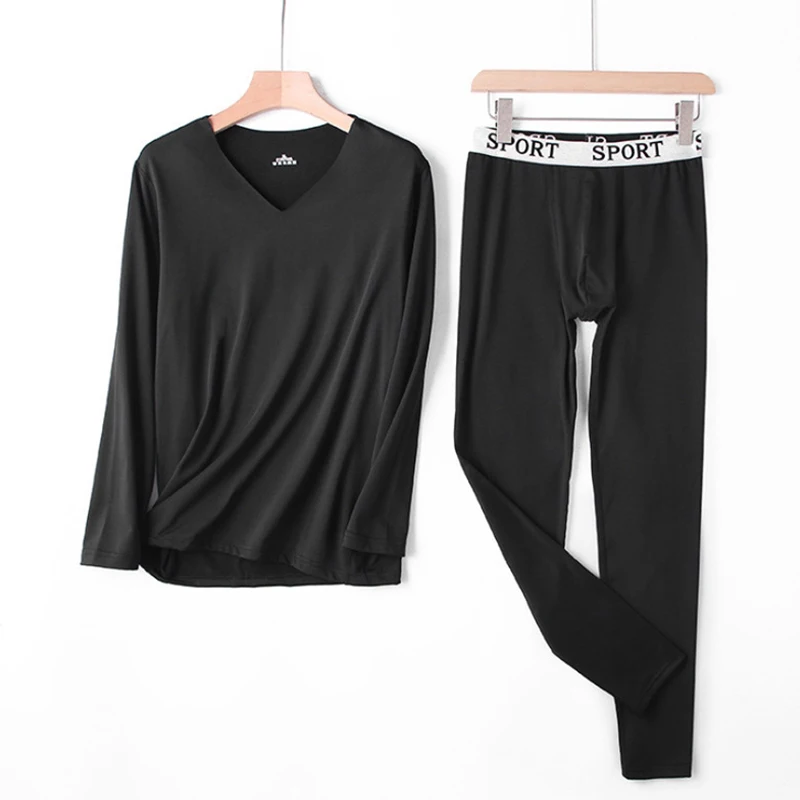 V Neck Fleece Lined Base Layer Set For Cold Weather Long Johns Thermal