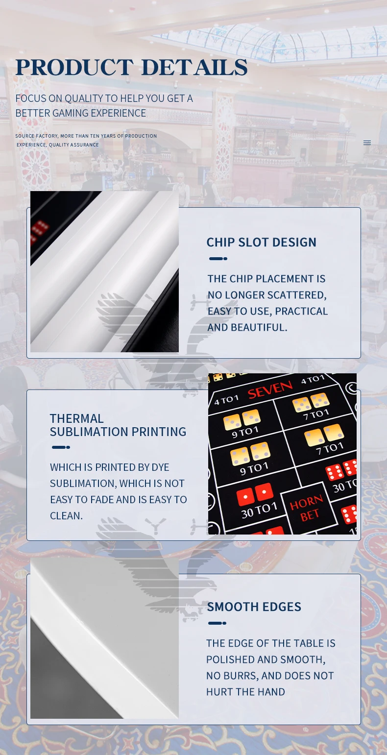 Yh Custom High Quality Professional Wooden Luxury Casino Table Craps