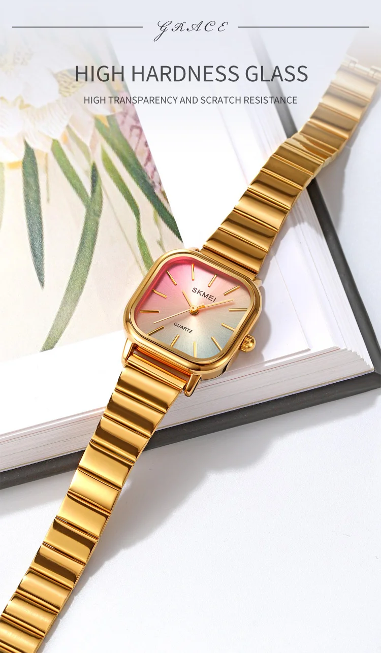 SKMEI 2190 Girls Watches Square Dial Colorful Analog Waterproof Minimalist MOQ 1 Pcs Watch for Lady Fashion Hot Sale