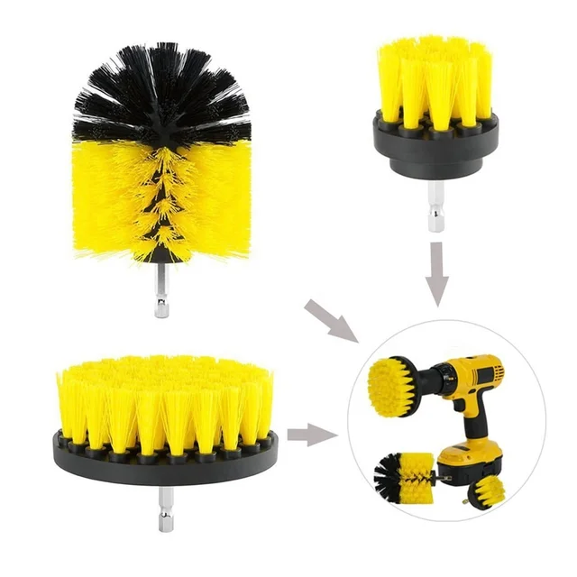 Zhenda High quality drill wheel cleaning brush 3 piece Automatic car wheel drill cleaning brush set
