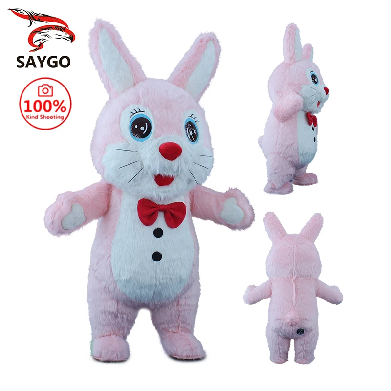 Women Pink Bunny Mascot Costume for Rental 2m 2.6m Inflatable Rabbit Bunny Hare Mascotte Costume Clothing for Celebrate Business